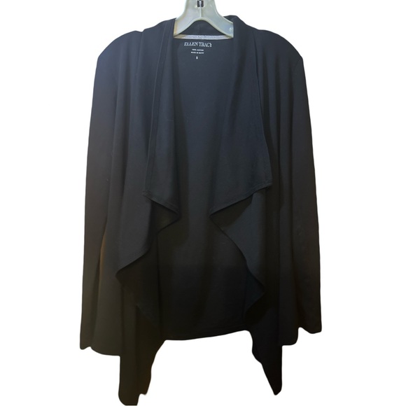 Ellen‎ Tracy Black Waterfall Cardigan Sweater - Picture 1 of 7